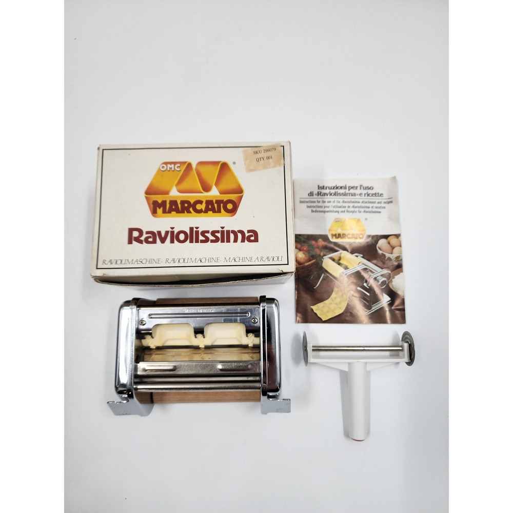 Marcato Raviolissima Pasta Maker Attachment with Box and Cutter Made in Italy